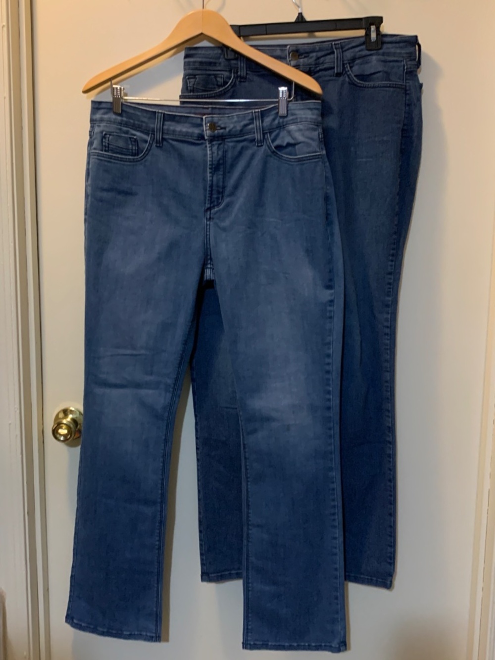 Two (2) NYDJ Blue Jeans - One Marilyn Straight Leg & One Straight Leg - Size 14